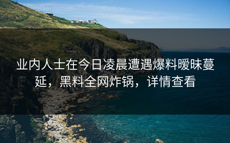 业内人士在今日凌晨遭遇爆料暧昧蔓延，黑料全网炸锅，详情查看